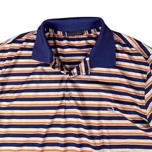 Southern Tide Polo Shirt Mens Size M Navy Orange White Striped Golf SS